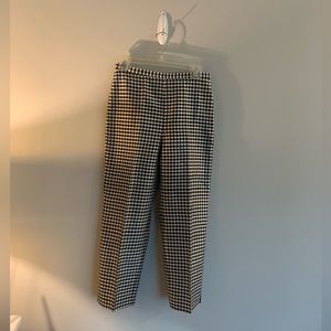 Lauren by Ralph Lauren silk black & white gingham cropped trouser pants Sz 6